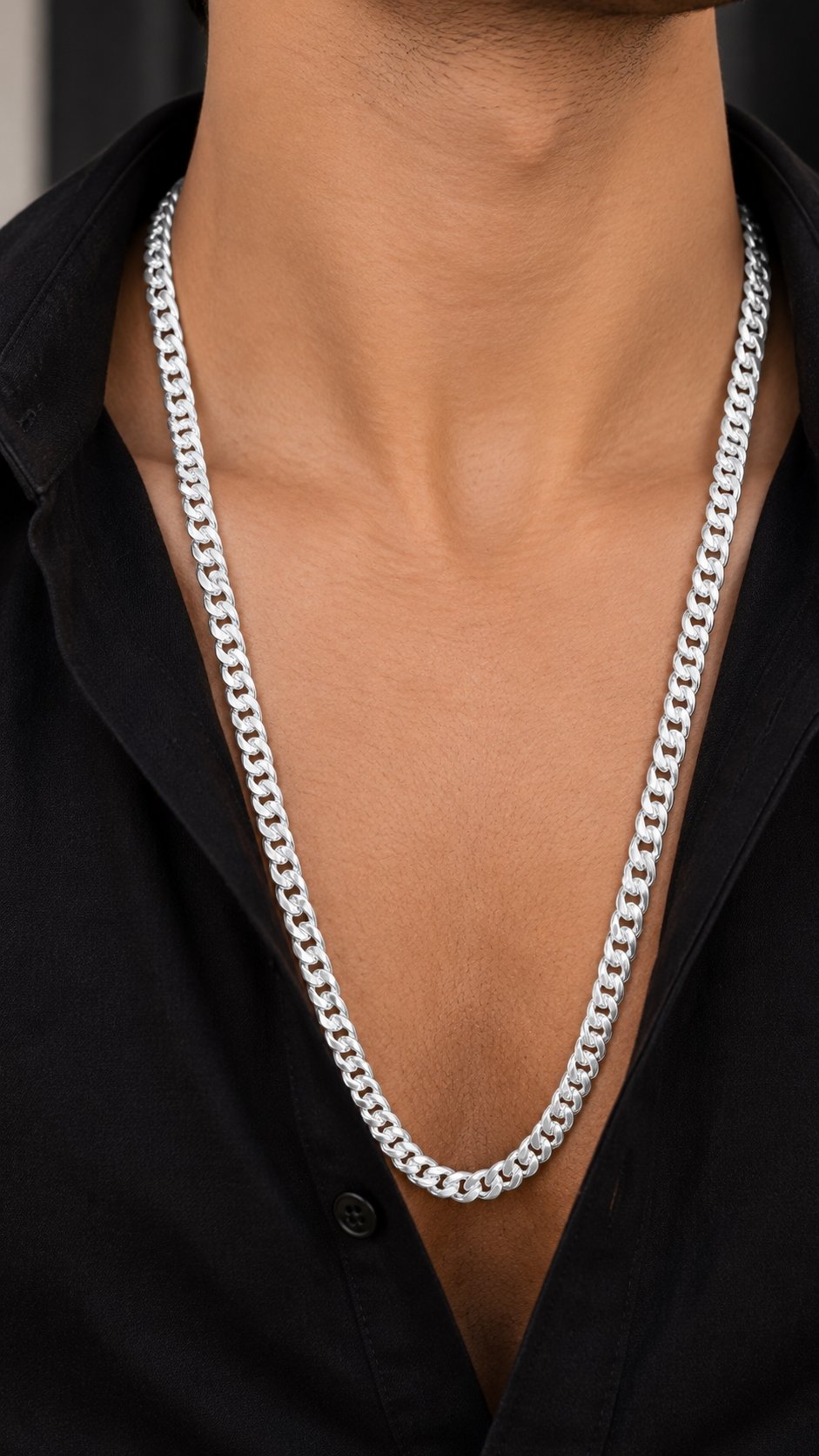 Classic Luxe Silver Curb Link Chain for Men