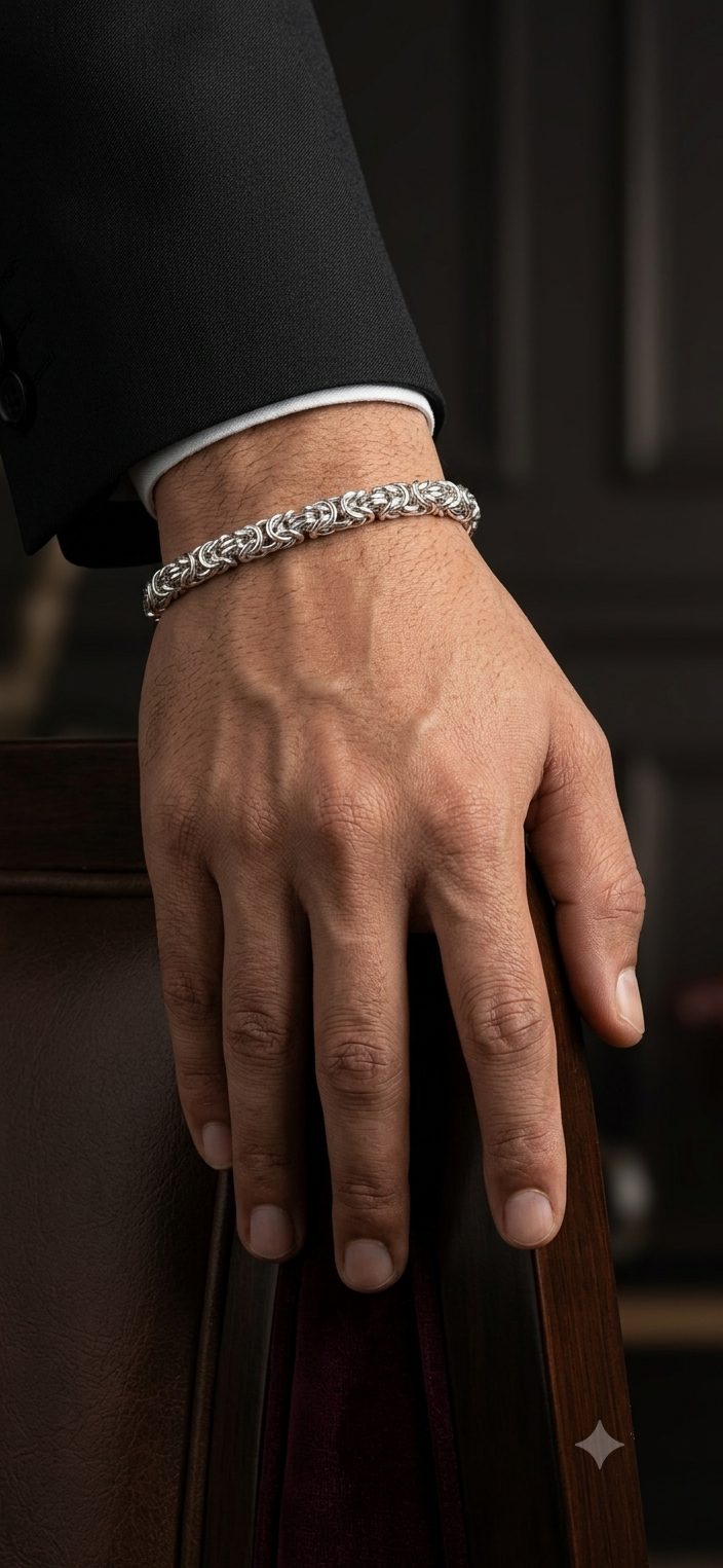 Royal Interlock Silver Bracelet for Men