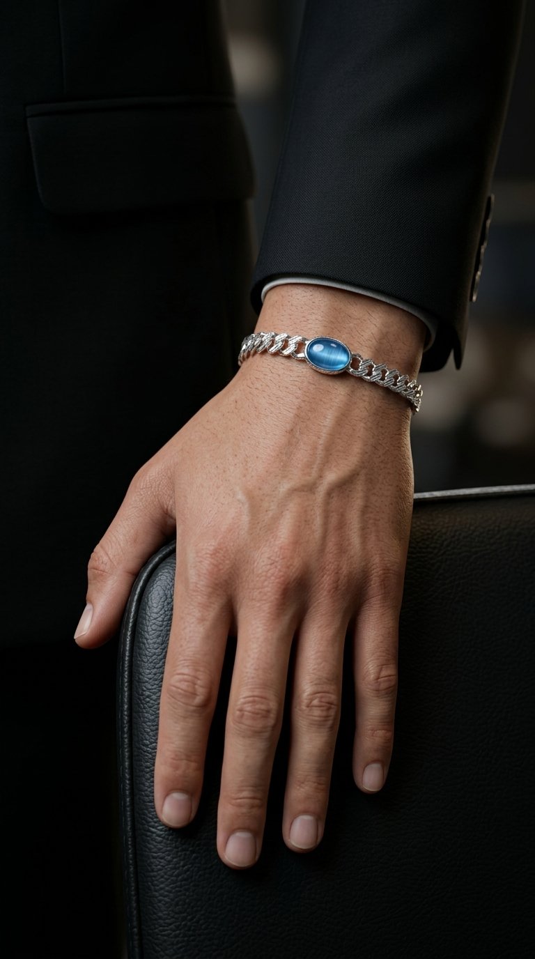 Royal Blue Sapphire Link Bracelet for Men