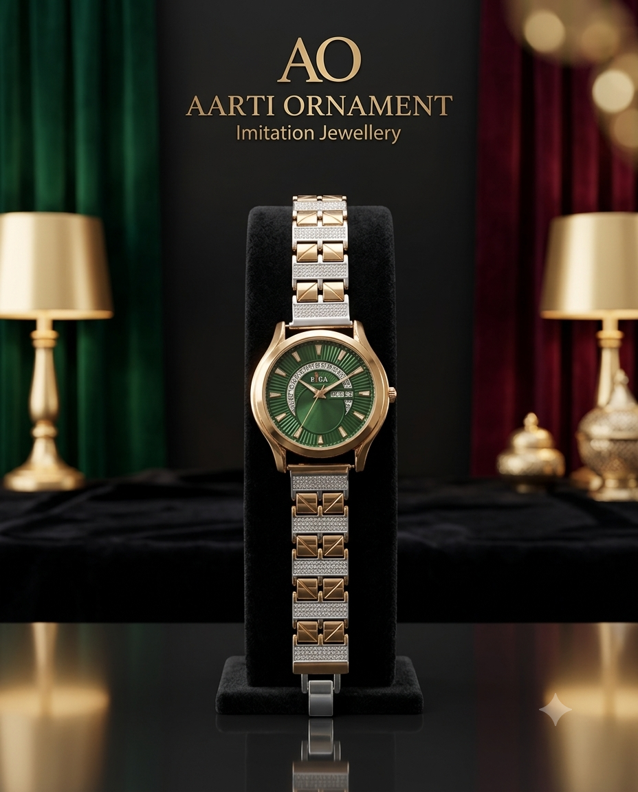 Royal Emerald Luxe Two-Tone Designer Watch