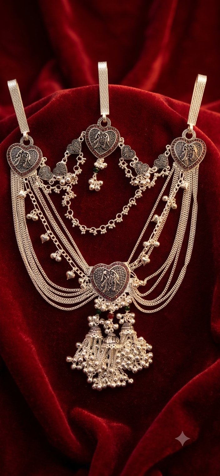 Royal Heart Motif Multi-Layer Bridal Kandora