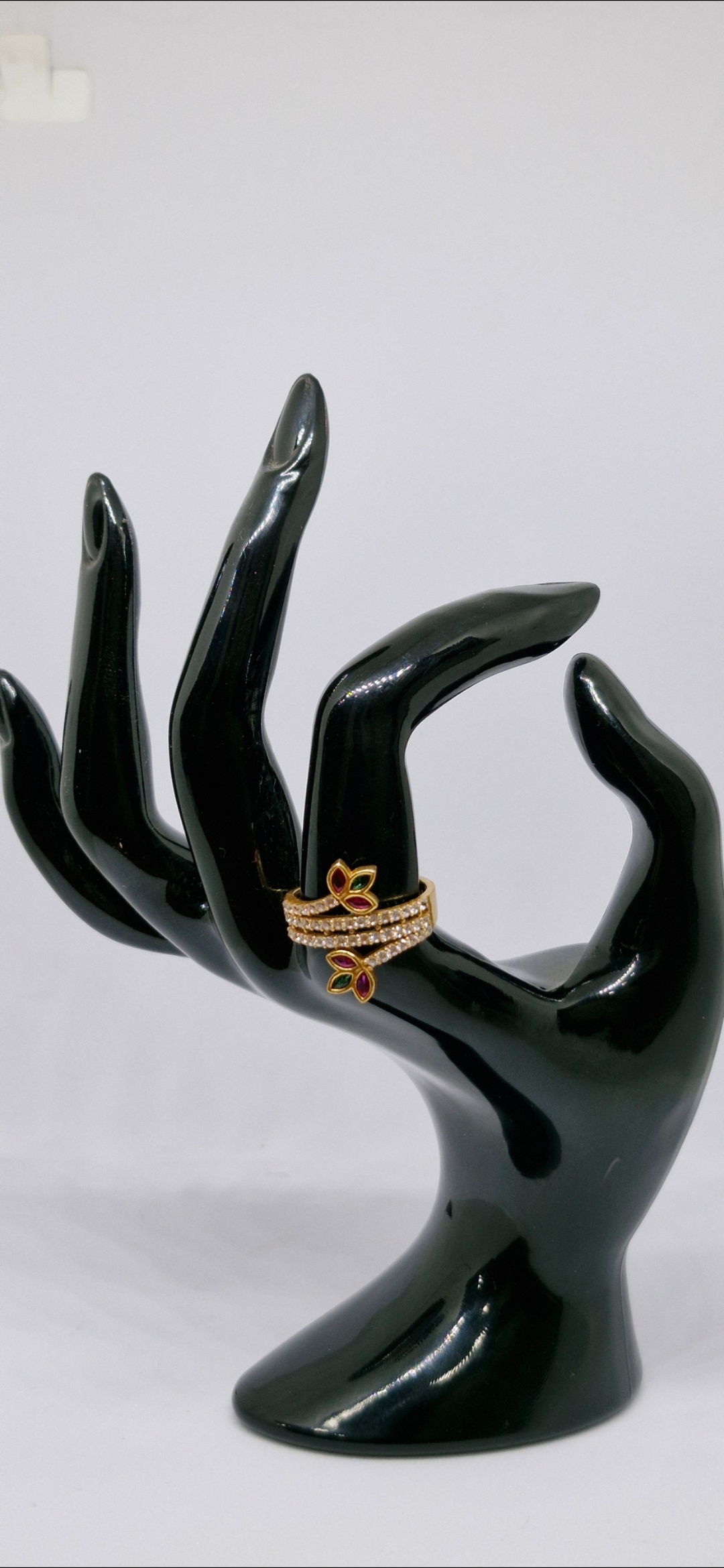 Regal Flora Multicolor American Diamond Gold Ring