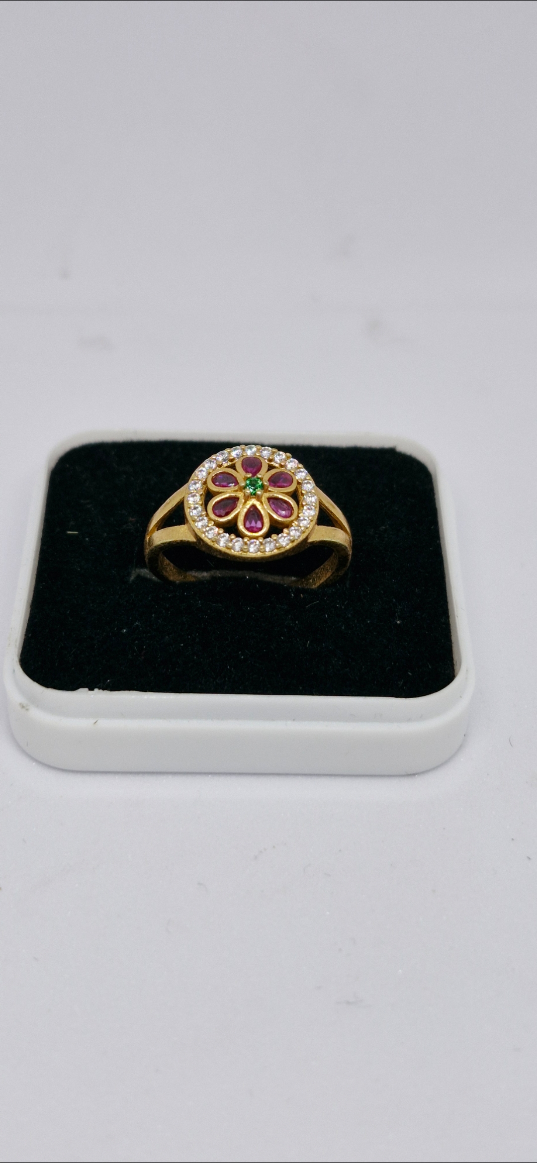 Royal Blossom Multicolor American Diamond Floral Ring