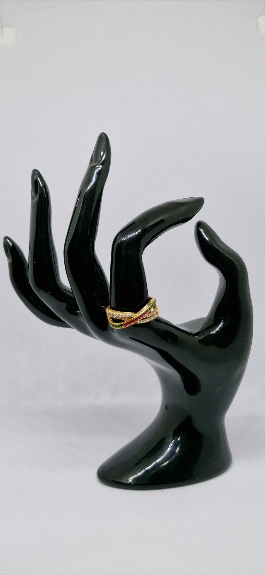 Radiant Twist Multicolor American Diamond Gold Ring