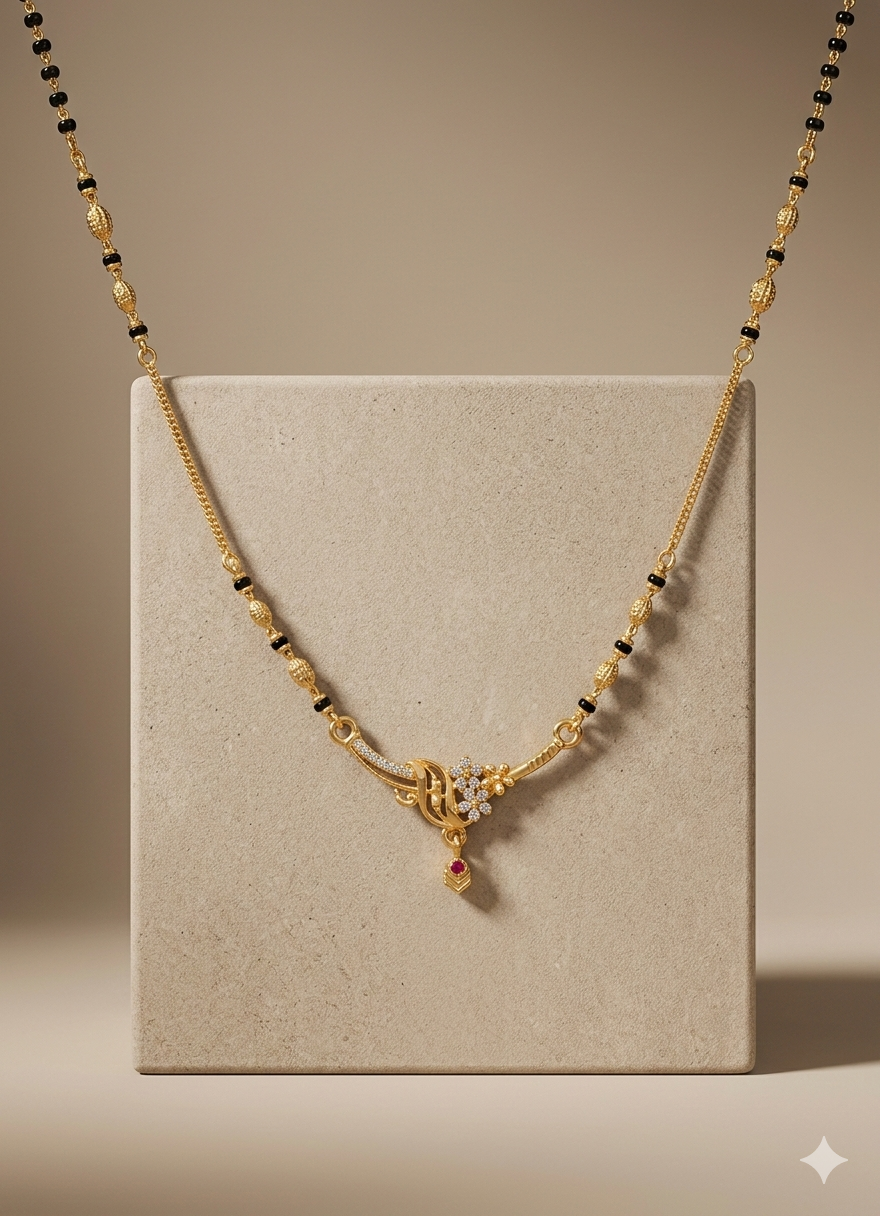Shree Lakshmi Floral Mangalsutra Pendant Necklace