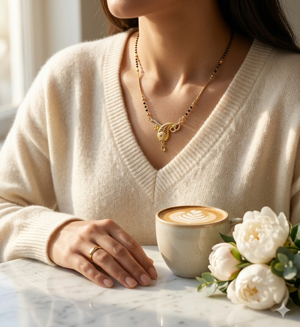 Aurora Swirl Gold-Plated Mangalsutra