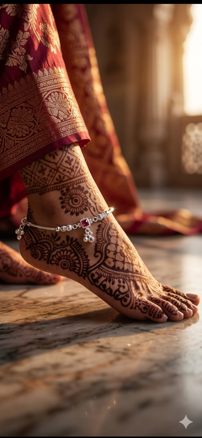 Scarlet Square Charm  (Payal) – Minimal Oxidized Silver Elegance