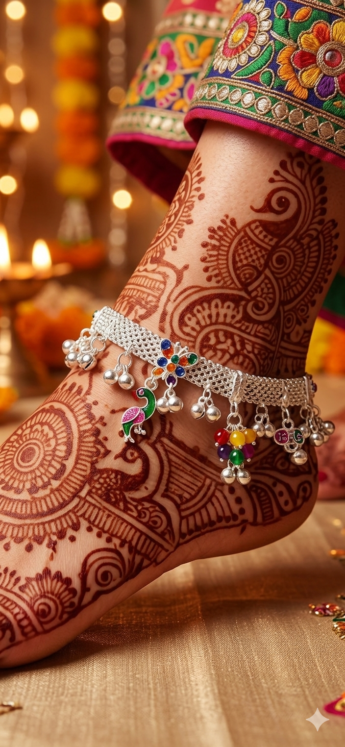 Royal Elephant Ghungroo Payal – Multicolor Heritage Charm