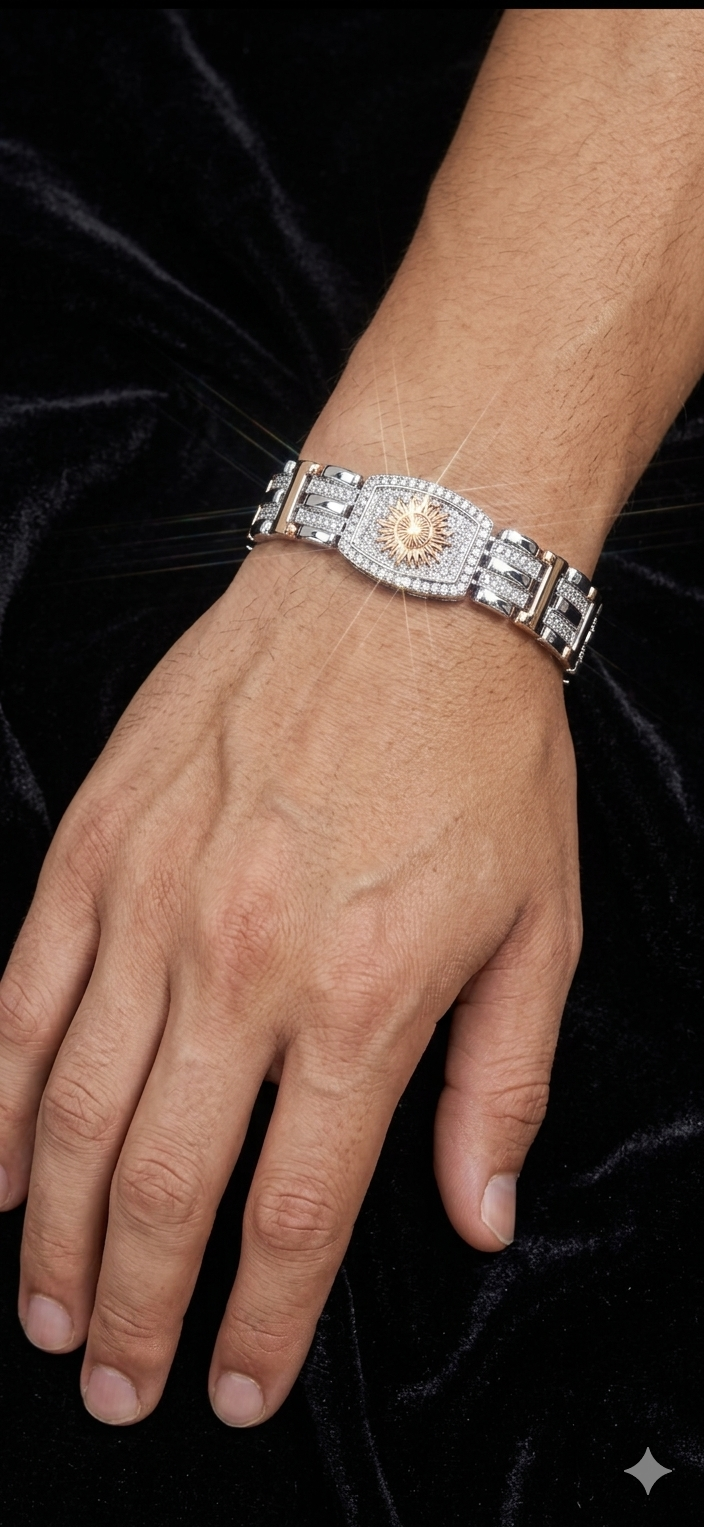 Royal Dual-Tone Radiance Bracelet with Sun Emblem