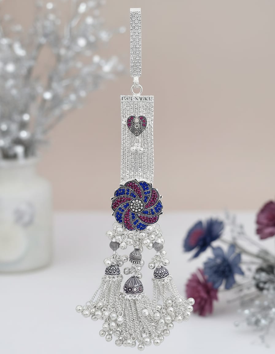 Noor Spiral Tassel Oxidised Juda
