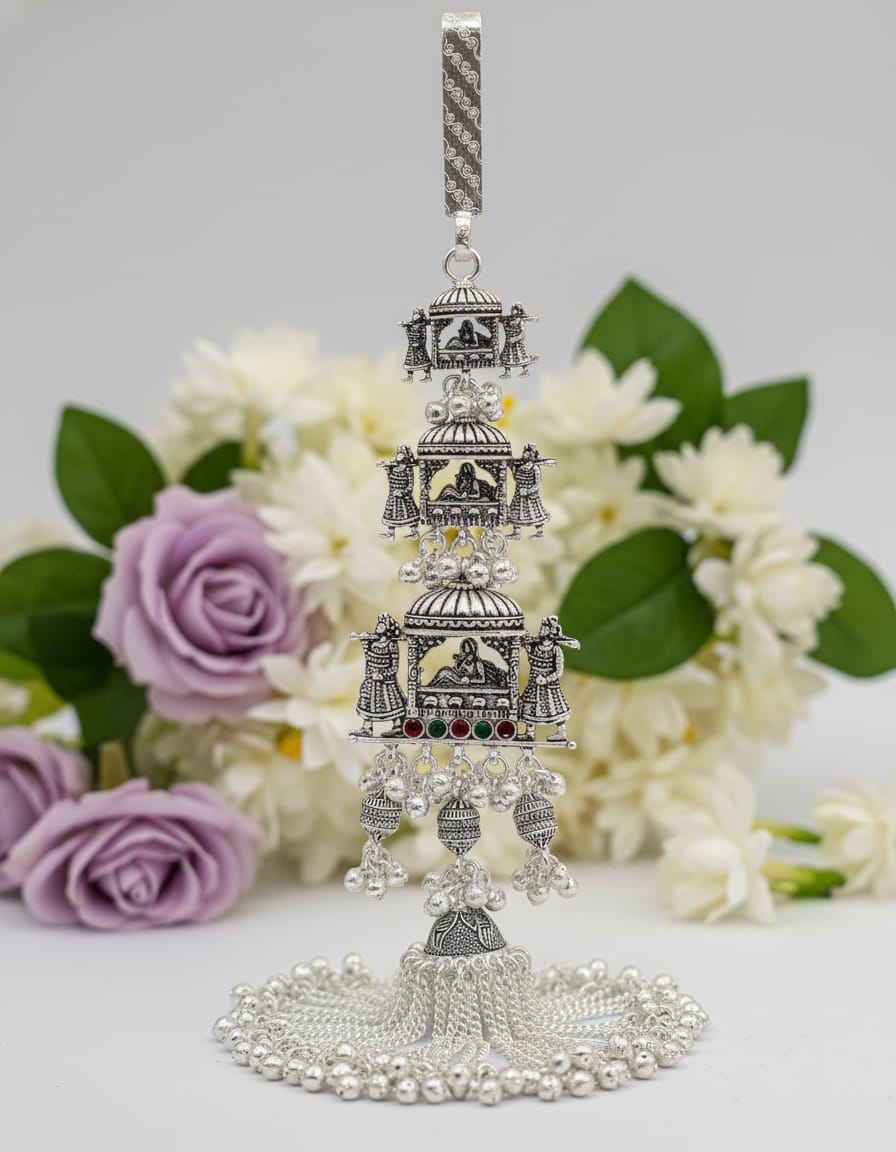 Rajwada Heritage Tassel Oxidised Juda