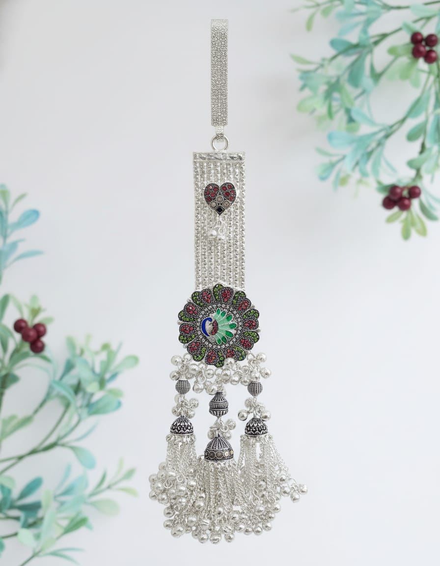 Noor Mahal Floral Tassel Oxidised Juda