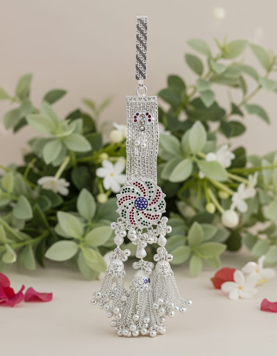Gulnaar Spiral Tassel Oxidised Juda