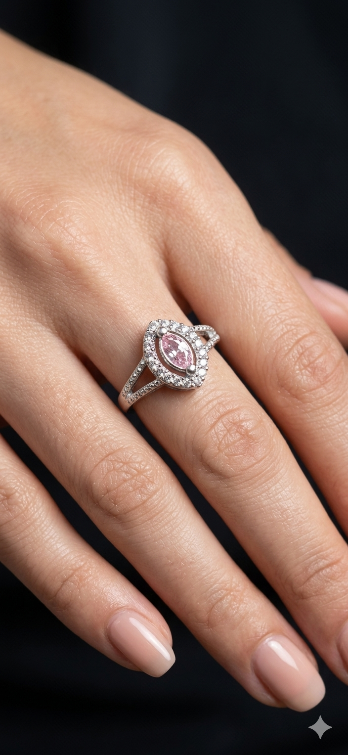 Rosé Elegance Halo Ring