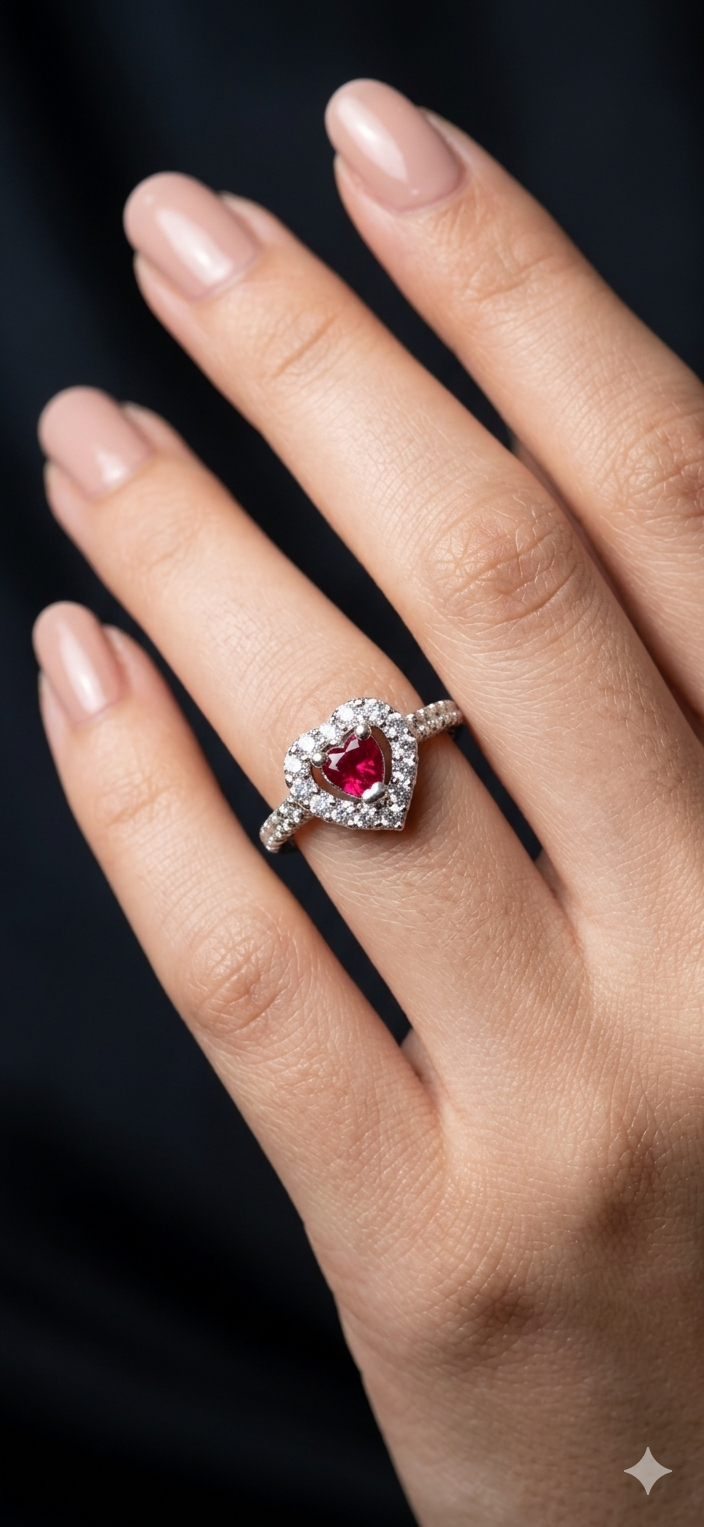 Ruby Heart Sparkle Ring