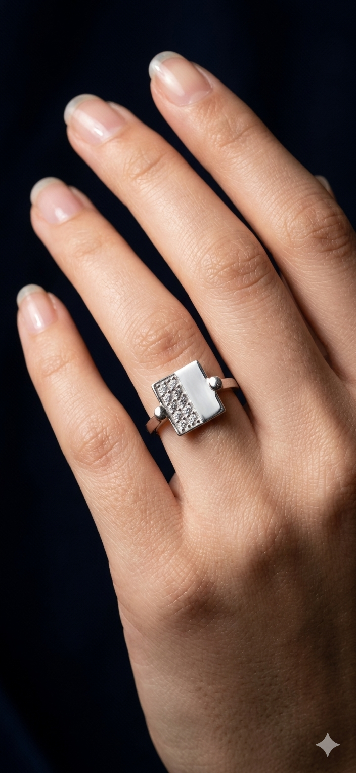 Celeste Dual-Tone Geometric Statement Ring