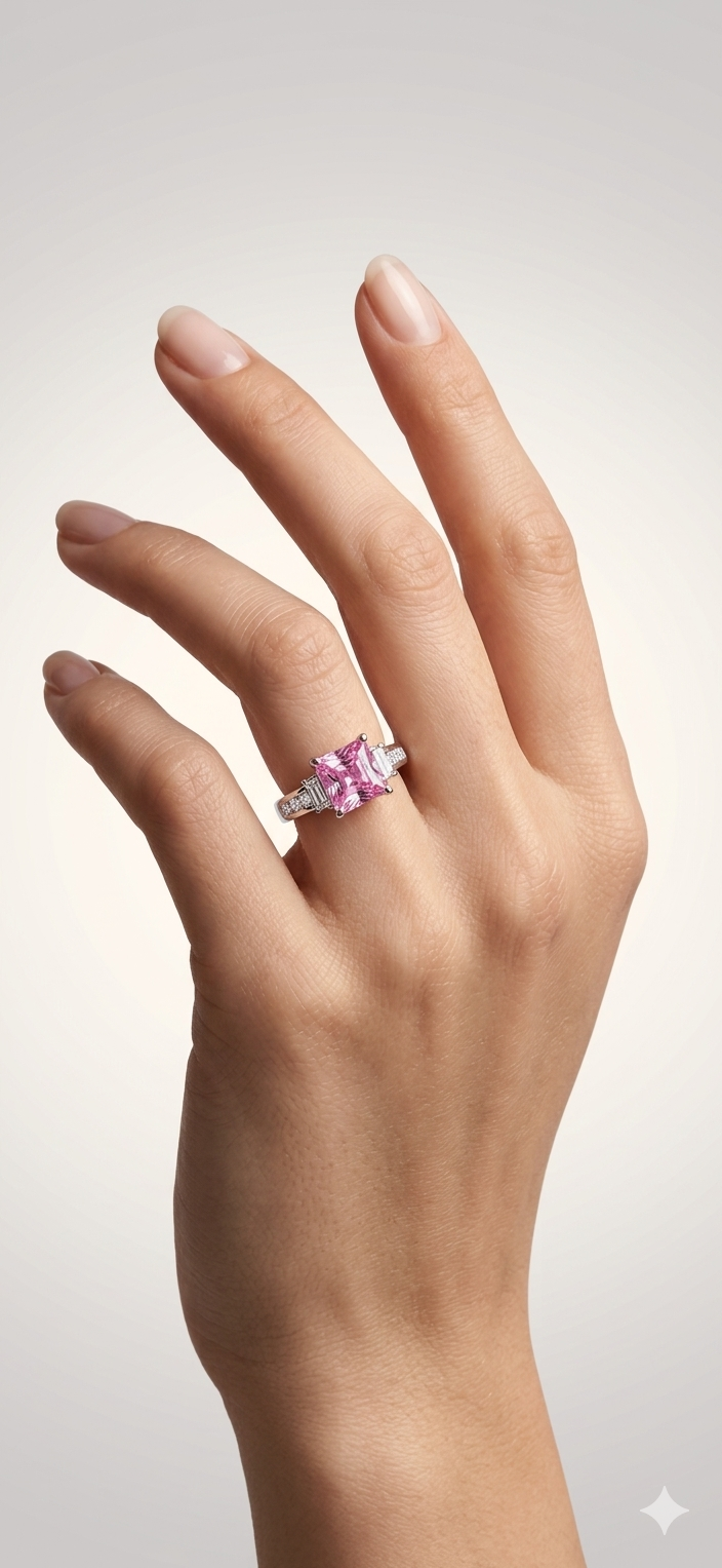 Blush Princess Cut Crystal Ring