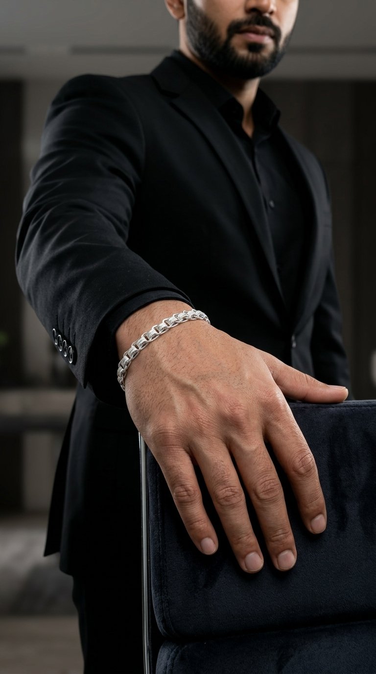Imperial Silver Curb-Link Bracelet for Men