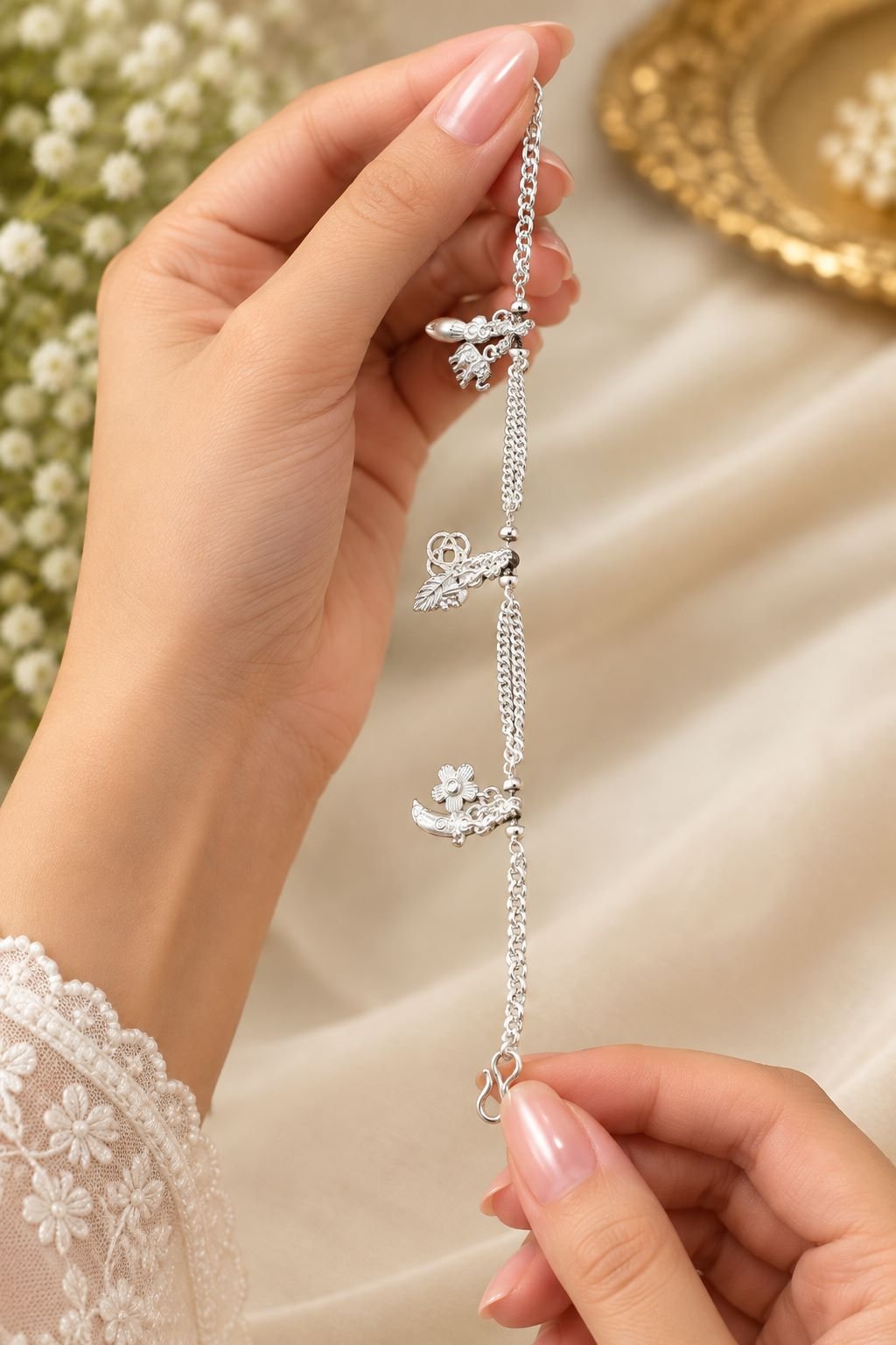 Silver Charm Cascade Bracelet