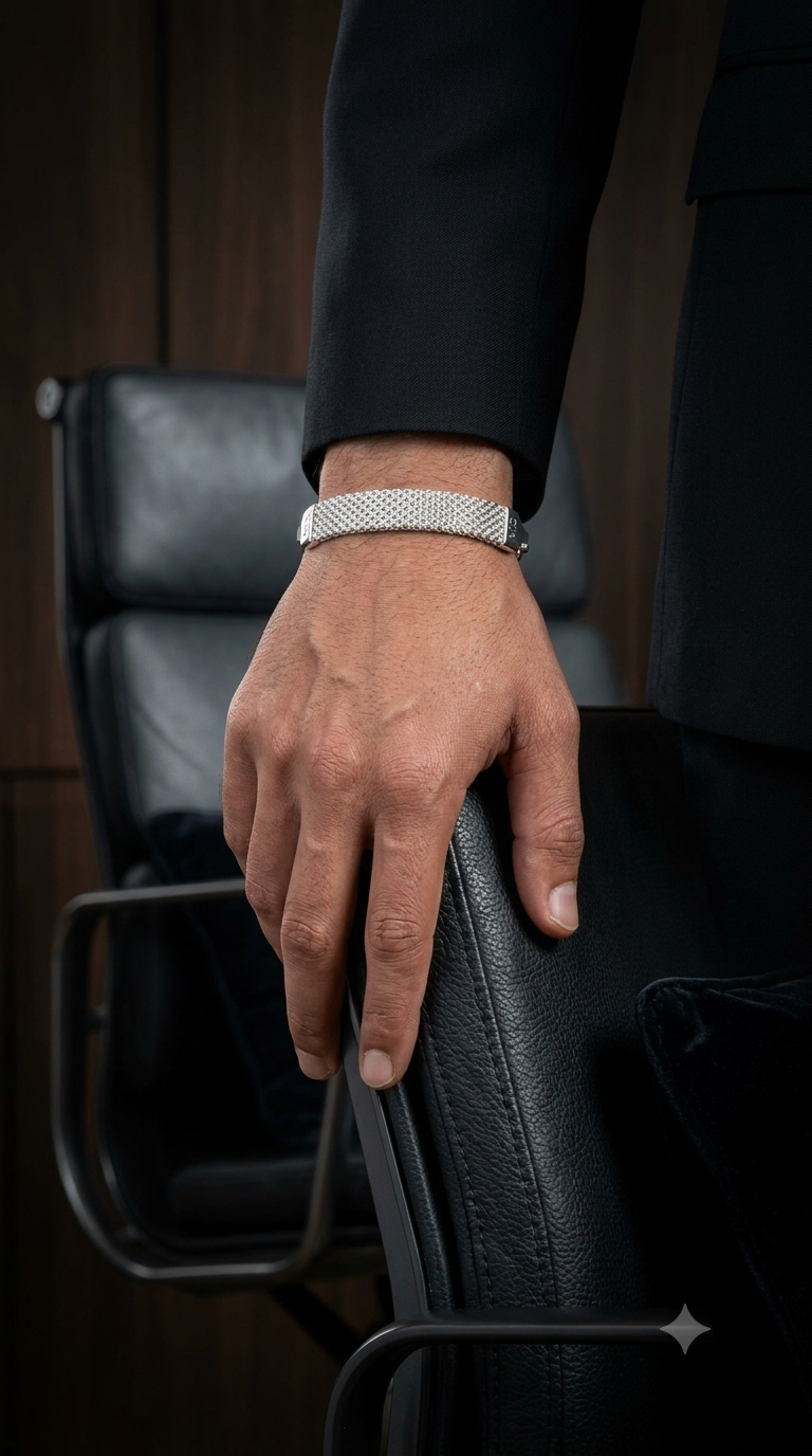Executive Luxe Silver Mesh Bracelet for Men