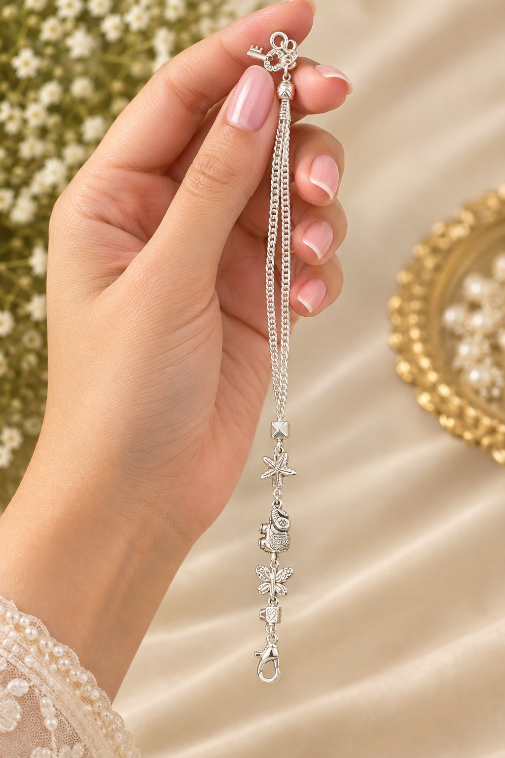 Key to Elegance Silver Charm Bracelet